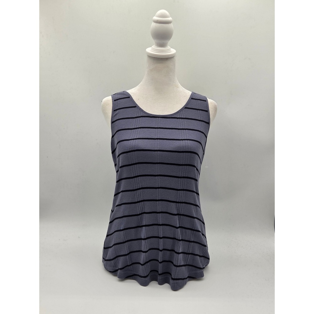 Aventura Clothing Organic Cotton Striped Ribbed Swing Tank Top Gray Black